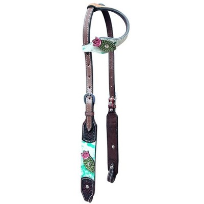 BE Bar H Equine Premium Hand Tooled Leather Stainless Steel Hardware Headstall