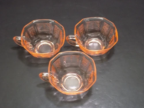 Set of 3 Anchor Hocking Princess Pink Depression Glass Cups