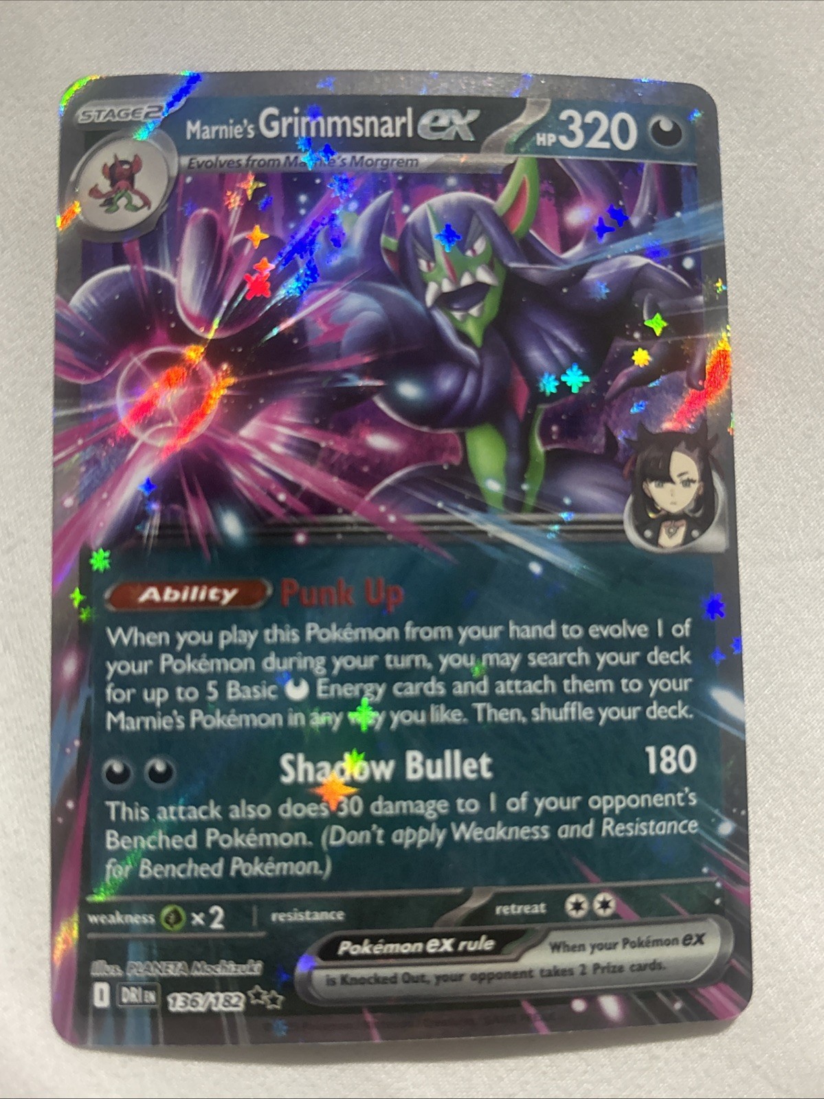 Pokémon TCG Marnie's Grimmsnarl EX 136/182 Destined Rivals Double Rare NM