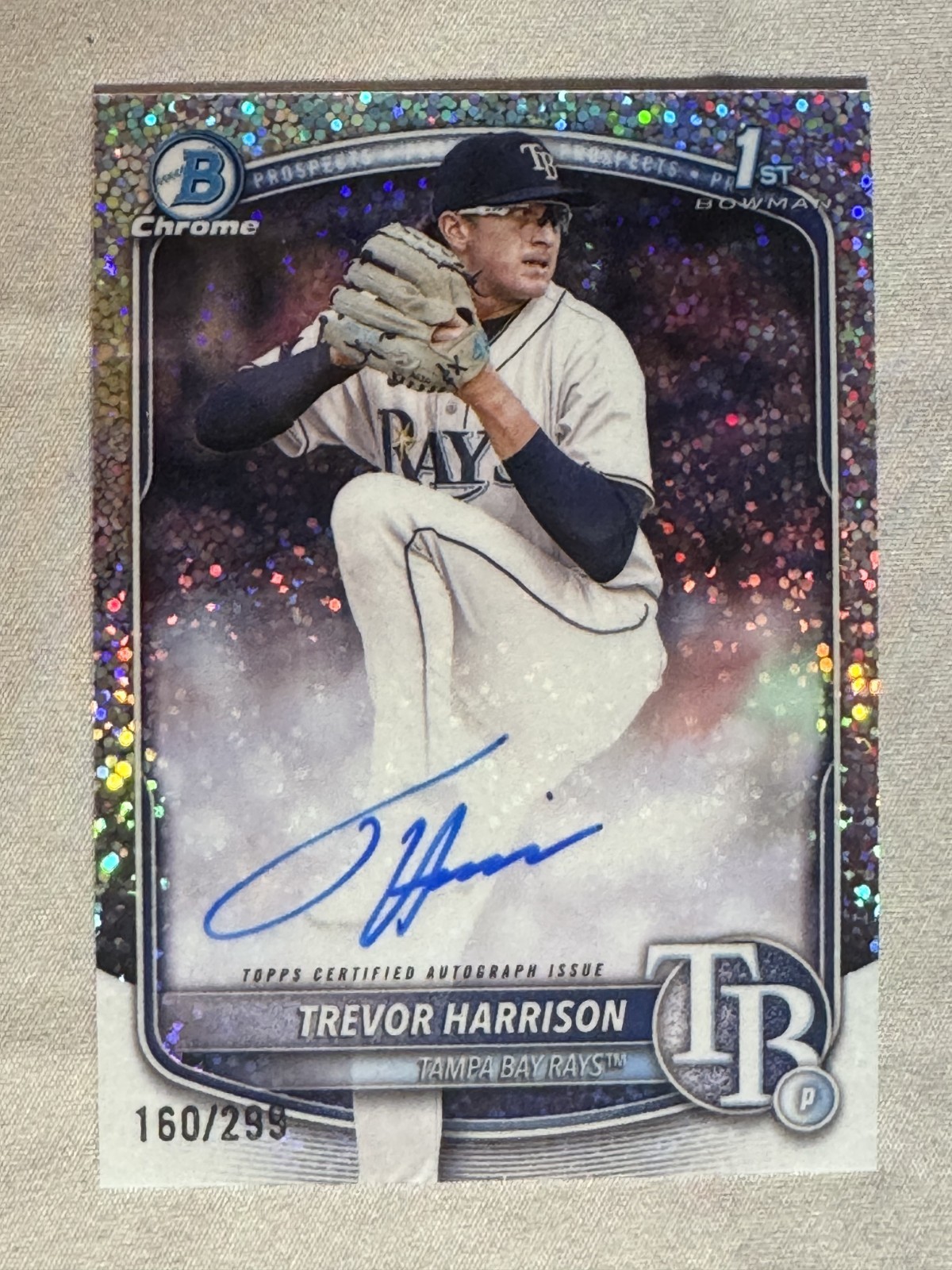 2025 Bowman Draft Chrome Trevor Harrison 1st Bowman Speckle Refractor Auto /299