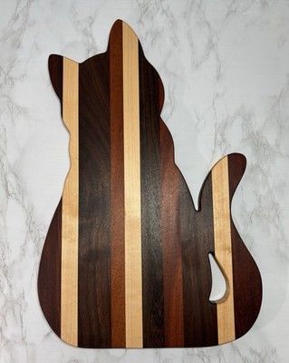 Handmade Cat Shaped Charcuterie Board Made From Walnut Maple Mahogany Wood