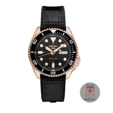 Seiko 5 SRPD76K1 Men's Automatic Watch Black Dial Rose Gold Steel 42mm Sport