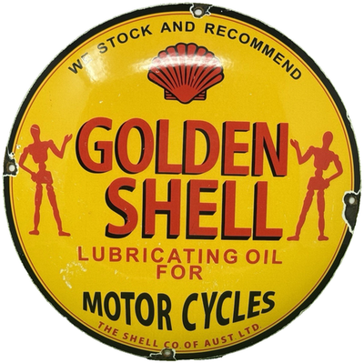 #ad VINTAGE GOLDEN SHELL MOTOR OIL PORCELAIN SIGN GENERAL STORE GAS STATION PUMP $114.91
