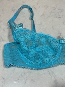 FRENCH DESIGNER AUBADE MAMBO DE L'AMOUR SHEER BLUE SHEER LACE DEMI BRA 38C