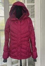 Lands' End Hooded Down Puffer Fulls Zipper Jacket Girls/Women M Hot Pink Magenta