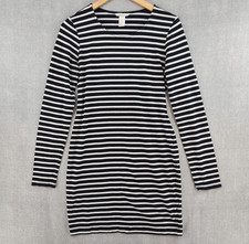 Womens Medium Black White Knee Length Bodycon Sheath Dress H&M Basic