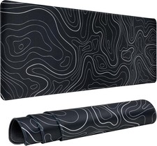 Gaming Mouse Pad XL 31.5x11.8 Inch Topographic Extended Desk Mat Stitched Edge