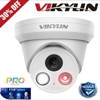 Vikylin 8MP 4K PoE IP Camera 1/1.8'' Sensor Ultra Night Full Color+IR w/ MIC NDAA