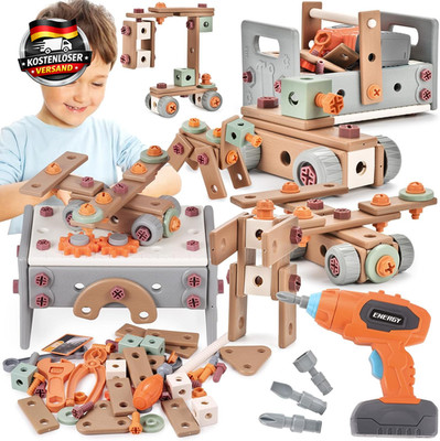 GAGAKU Akkuschrauber Kinder 120-Teiliges Werkzeug Werkzeugset Spielzeuge Montess