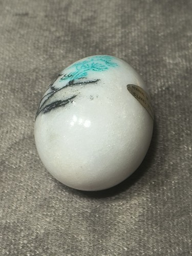 Vintage Etched Hand Carved Painted Alabaster Marble Egg Oriental Chinese Asian - Picture 6 of 8