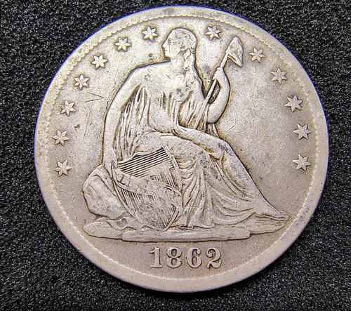 1862-S Seated Liberty Half Dollar - San Francisco Mint - F-VF Det - Old Cleaning
