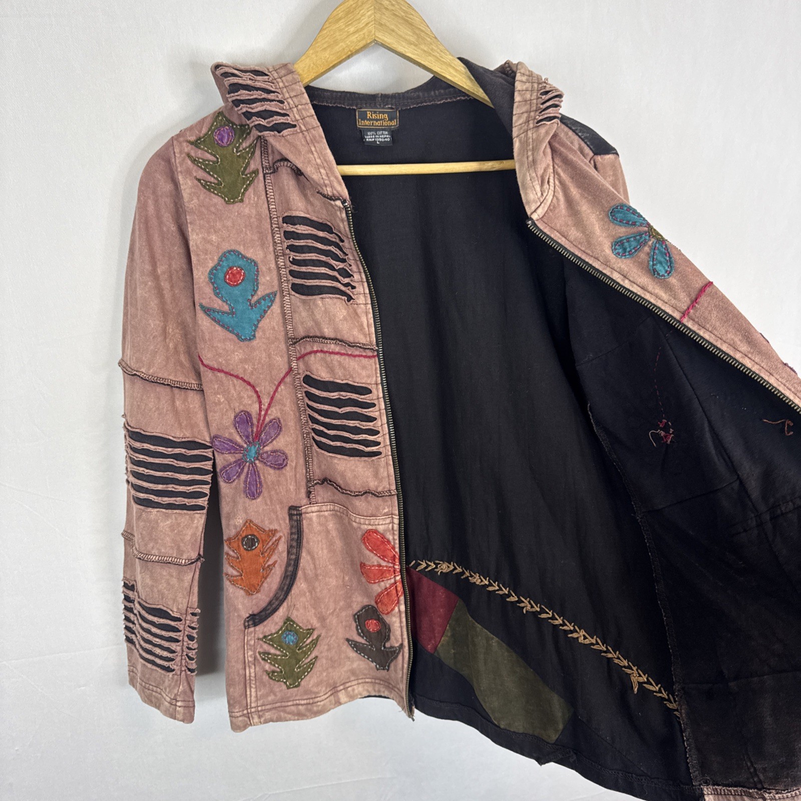 Rising International Boho Patchwork Zip Hoodie Ja… - image 6