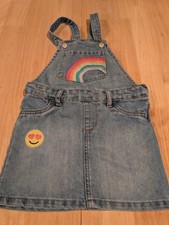 Children's Place Denim Jumper Girls Sz 3T with Smiley Face  Rainbow.