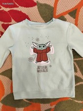 Jumping Beans x Star Wars Girl's Sz8 Blue Snow Baby Yoda Long-Sleeved Sweatshirt