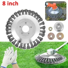 New 8 Inch Steel Wire Wheel Brush Grass Trimmer Head Weed With Adapter Kit Tools