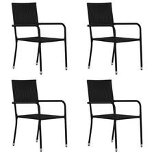 Garden Dining Chairs 6 Pcs Stackable Poly Rattan
