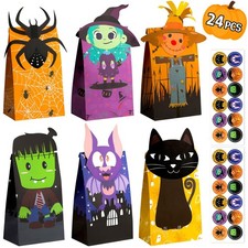 Halloween Treat Bags Trick or Goodie 24 Pack Candy Large, Colorful