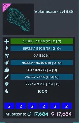 ARK ASA Velonasaur 388 Top Stats Egg or Cryo Console PvP Official Small Tribes