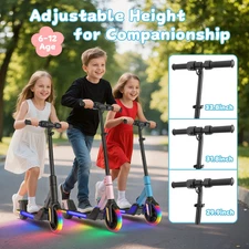 Foldable kids electric scooter height adjustable colorful lights light weight