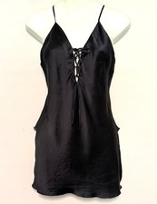Magic Silk 100 Silk Nightgown Nightie Chemise Babydoll Sz L Mesh Panels Lace-Up