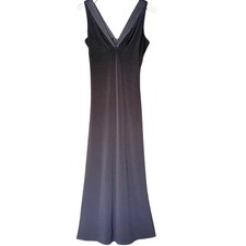 Vintage Laundry by Shelli Segal Black Jersey Gown Satin Trim V-Neck Prom Size 8