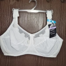 Bali Bra 36DDD Flower Comfort-U White DF0180 Underwire New With Tags