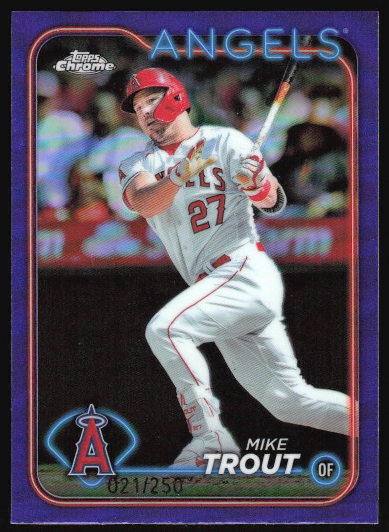 2024 Topps Chrome Mike Trout #200 Purple Refractor #'d /250 Los Angeles Angels