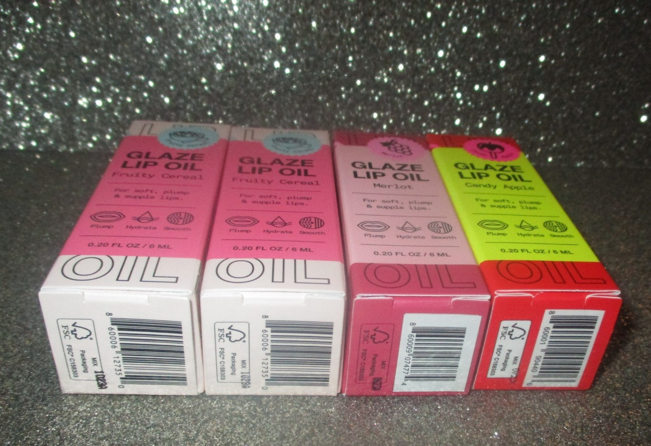 4x INNBEAUTY Project Glaze Lip Oil Gloss FRUIT PUNCH, MERLOT, CANDY APPLE NIB