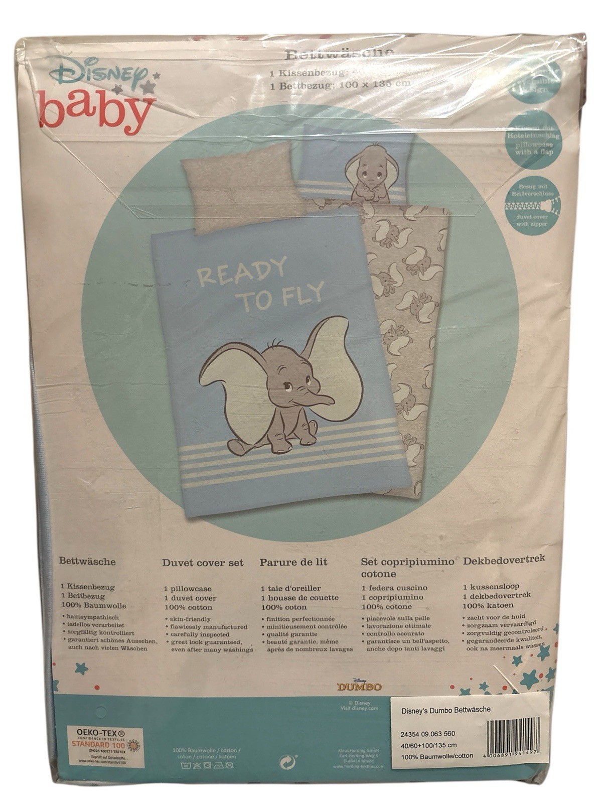 Biancheria da letto reversibile Dumbo 100 x 135 cm foto 4
