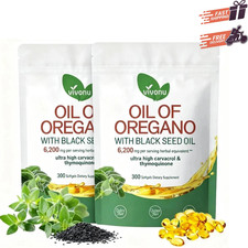 Oil of Oregano Softgels with Black Seed Oil - 6000mg Oregano Oil Pack of 2