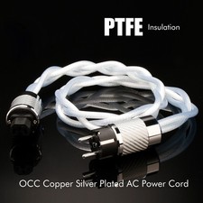 Cavo di Alimentazione HiFi 8N OCC Placcato Argento Cavo di Alimentazione Schuko EU con Spina in Fibra di Carbonio