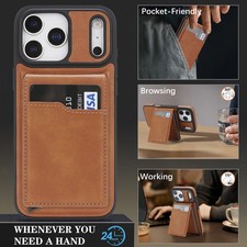 2IN1 Mag Safe Magnetic Leather Wallet Case For iPhone 16e 17 Pro Max 15 14 13 12