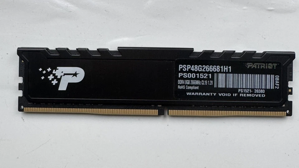 Patriot Signature 8GB DDR4 Memory 2666Mhz CL19 1.2V PSP48G266681H1 PS001521 - Image 2 of 3