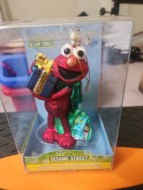 Sesame Street Elmo Blown Glass Christmas Tree Ornament Kurt Adler 2007.