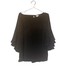 Ava & Viv Black Bell Sleeve Blouse - Size X