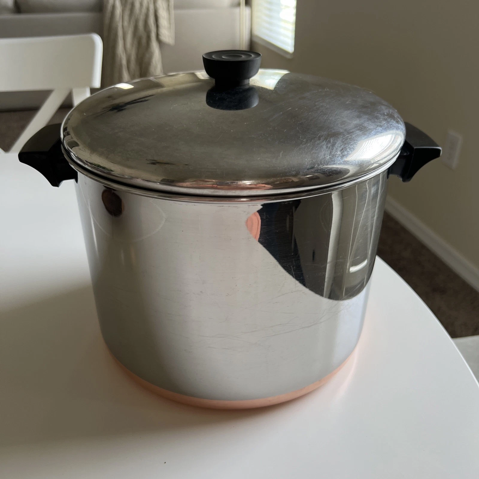 Vtg 1801 Revere Ware Copper Bottom Stock Pot 10 Qt Quart w/ Lid Rome, NY USA