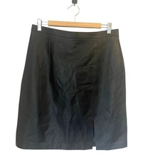 Vintage Vera Pelle Mini Leather Skirt in Black Artisan-made in Italy sz. M/8