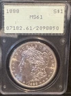 1888-P PCGS MS-61 Old Rattler Green Holder   Brilliant Morgan Silver Dollar