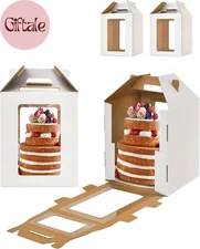 10Inch Tall Cake Boxes with Windows,10X10X12 Tall Cake Carrier, Tiered Cake Box,