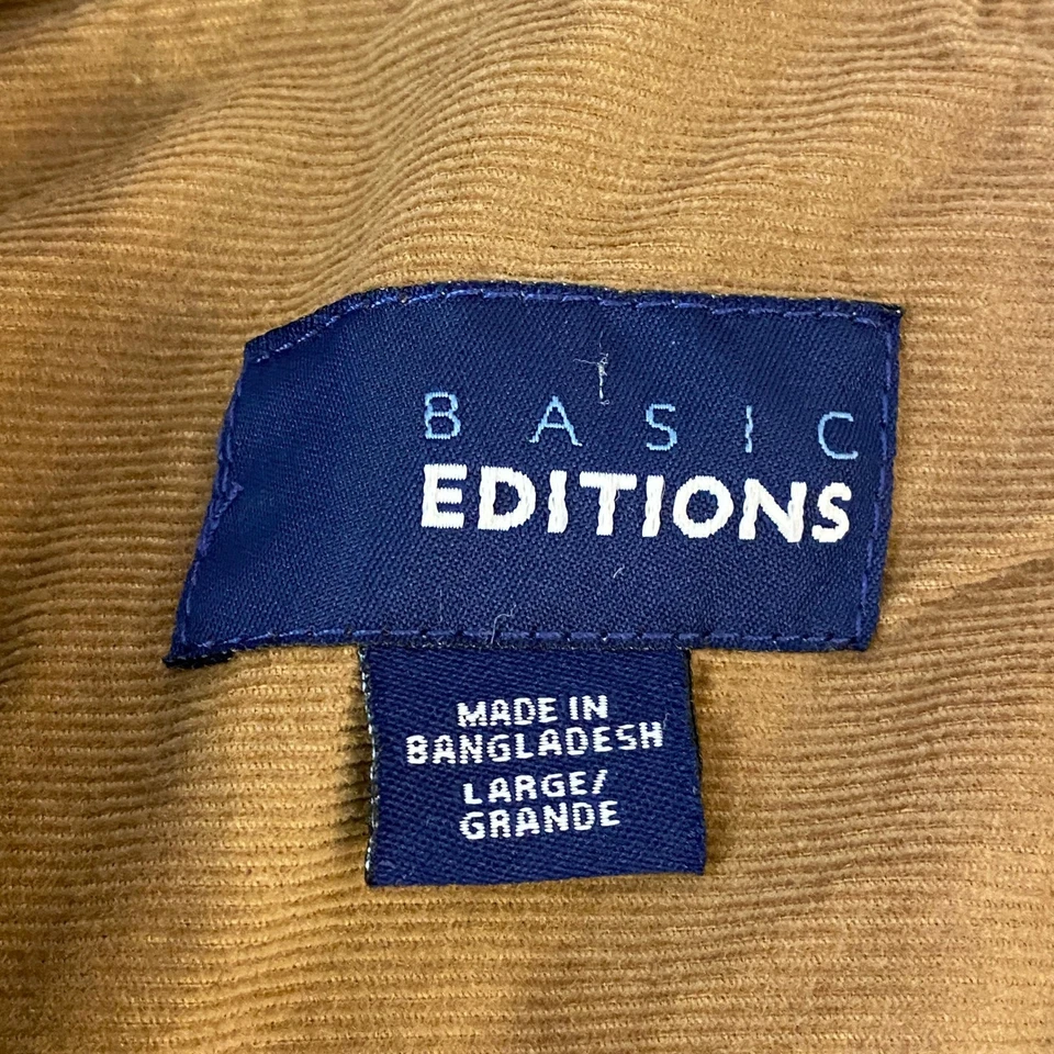 Basic Editions Mens Tan Corduroy Long Sleeve Button Up Shirt Size Large - Image 3 of 4