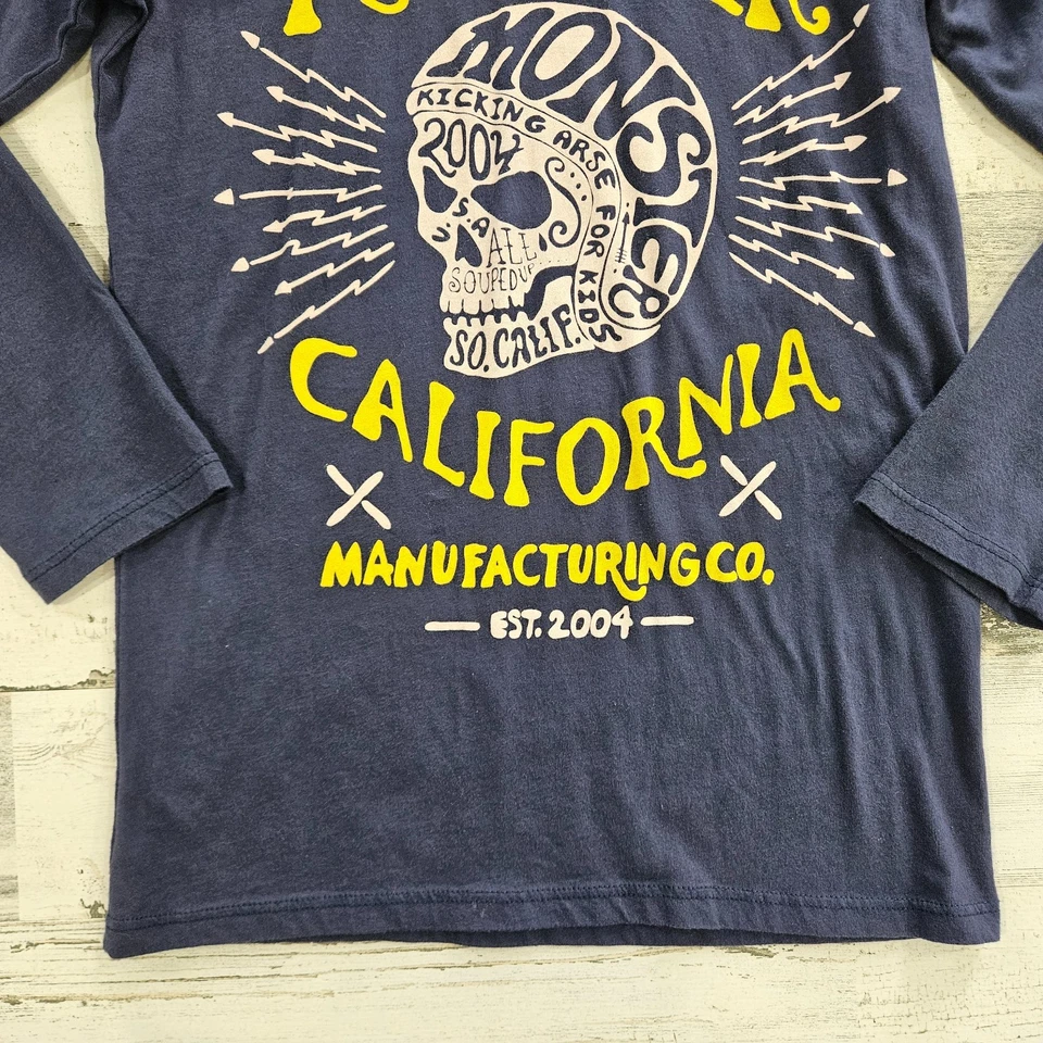 MONSTER REPUBLIC Boys 10 Blue Skull Helmet Long Sleeve Shirt DC-TT20 - Image 4 of 4