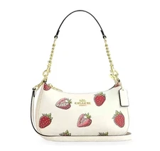 NEW C.OACH CAL62 Teri Shoulder Bag Handbag With Strawberry Print Outlet Products