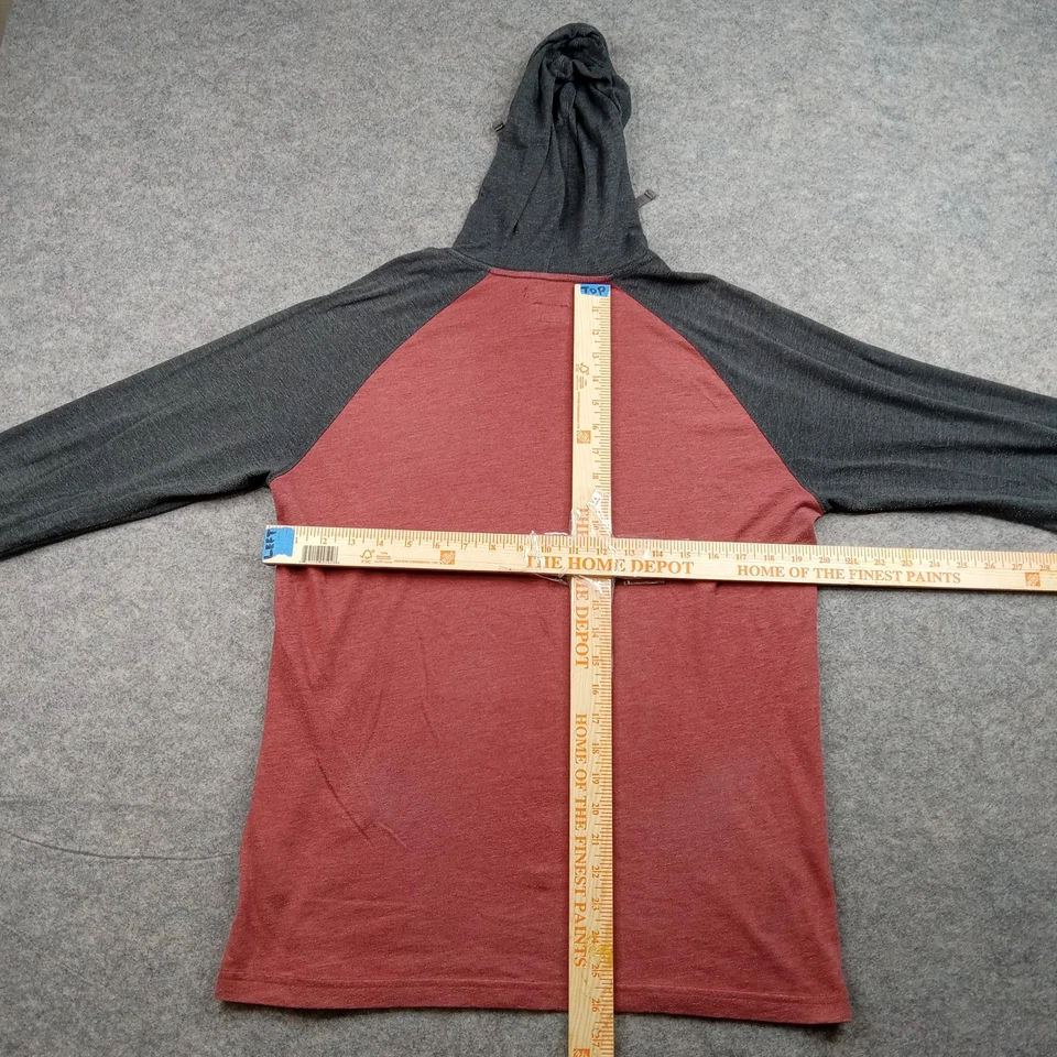 Sudadera con Capucha RVCA Para Hombres Mediana Roja Gris Raglán Manga Larga Ligera Pullover Logo VA Foto 4 de 4