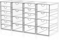 4 Pack Acrylic Makeup Organizer 19 Drawer Cosmetic Storage Vanity Desk Box
