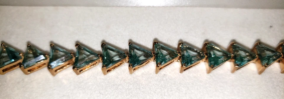 Pulsera de circonita cúbica vintage Suzanne Somers azul aguamarina/verde corte trillón 7,5" Foto 2 de 4