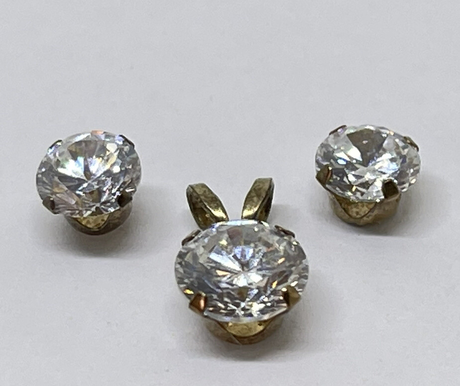 Vintage Real 10k GOLD 3 Piece SET CZ Solitaire EARRINGS & PENDANT Lot