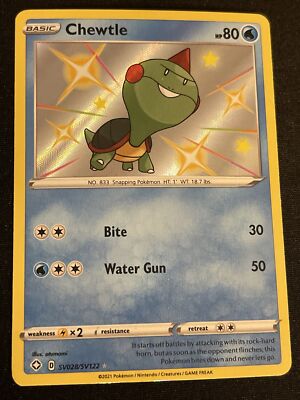 shiny chewtle pokemon card Pokémon TCG Chewtle Shining Fates SV028/SV122 Holo Shiny Holo Rare