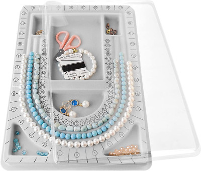 Beading Design Board w/ Cover Grey Flocked 6 Slots 3 U-Channels for Jewelry