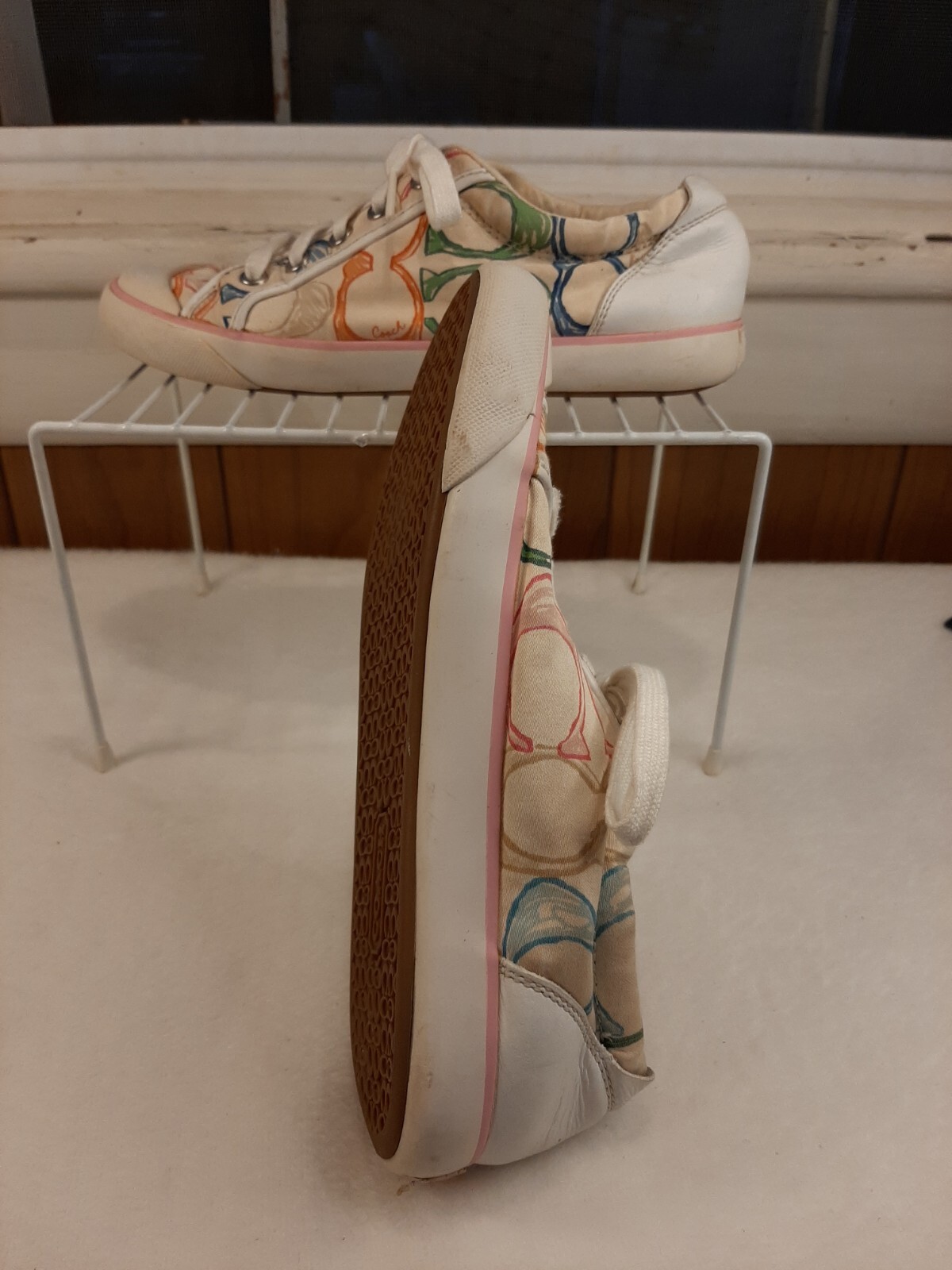 Coach Barrett Sneakers Shoes Womens Signature Lace Up Canvas Colorful 7M