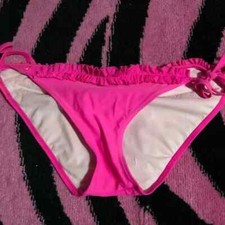 VINTAGE NEON PINK RUFFLE BIKINI BOTTOM LARGE